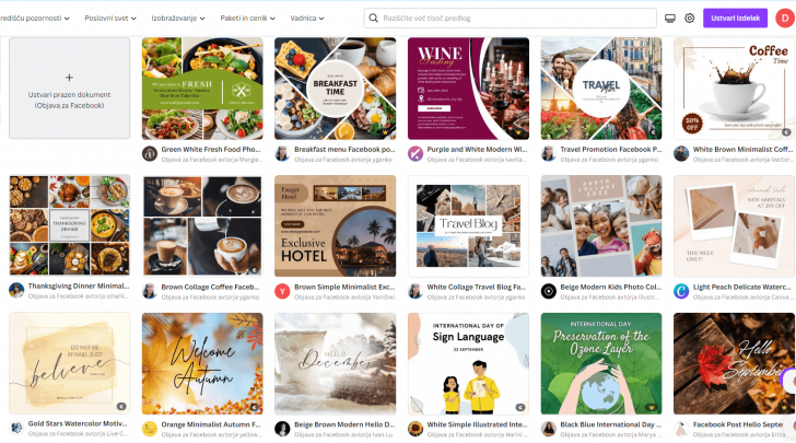 Canva Facebook predloge