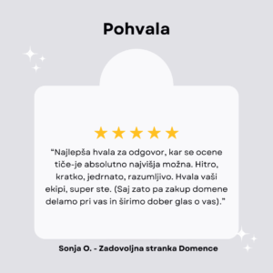 Pohvala Domenca E-poštno gostovanje Sonja