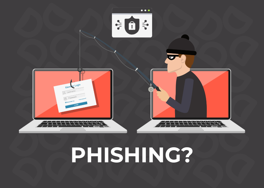 Grafika prikazuje hekerja, ki želi s phishing sporočilom pretentati uporabnika e-pošte